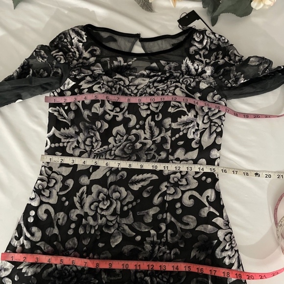 NWT $538 La Femme [ 8 ] Burnout‎ Velvet Column Gown in Black/Gunmetal - Picture 4 of 14